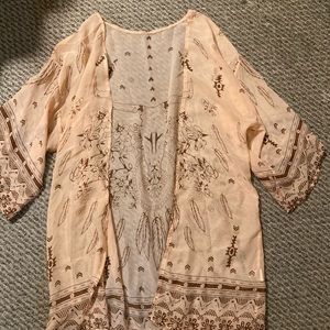 Thin pink and brown cardigan